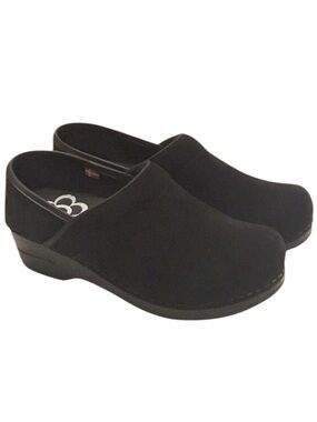 Sanita Black Suede Clogs Sz-6  Professional Closed Back Comfort Shoe Size EU 37